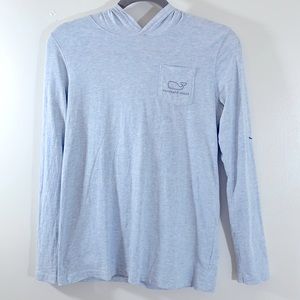 Vineyard Vines blue marled long sleeve hoodie tee